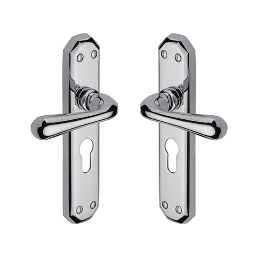 Heritage Brass V7066.48-PC Door Handle for Euro Profile Plate Charlbury Design Polished Chrome finish