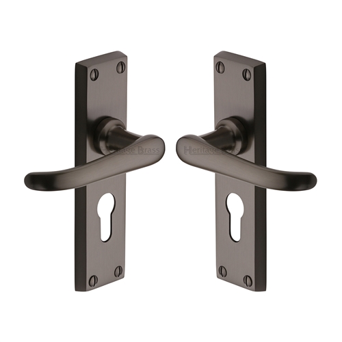 Heritage Brass V727.48-MB Door Handle for Euro Profile Plate Windsor Design Matt Bronze finish