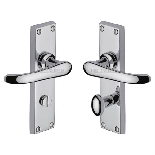 Heritage Brass V730-PC Door Handle for Bathroom Windsor Design Polished Chrome finish