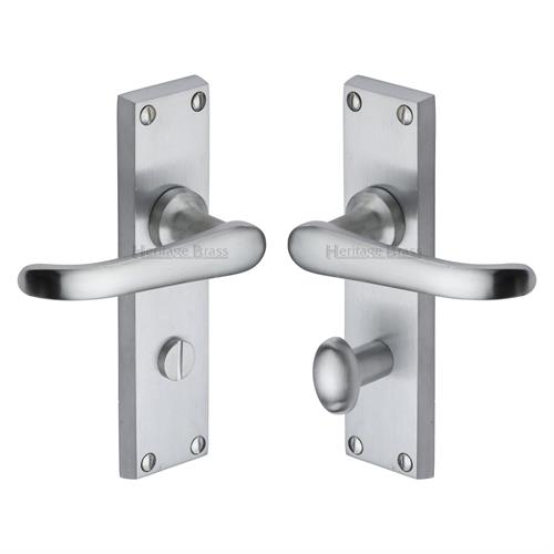 Heritage Brass V730-SC Door Handle for Bathroom Windsor Design Satin Chrome finish