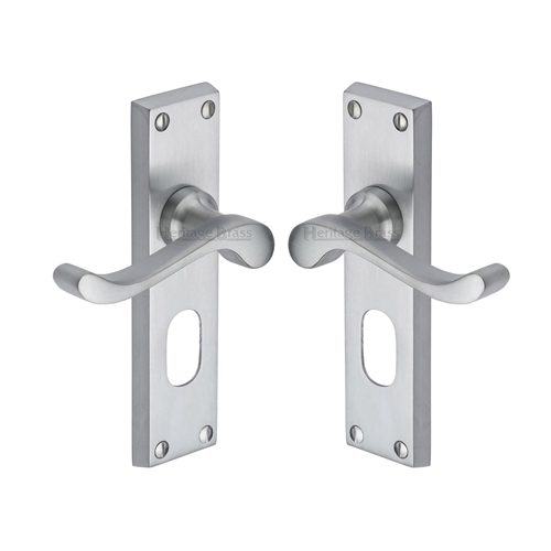Heritage Brass V805-SC Door Handle for Oval Profile Plate Bedford Design Satin Chrome finish