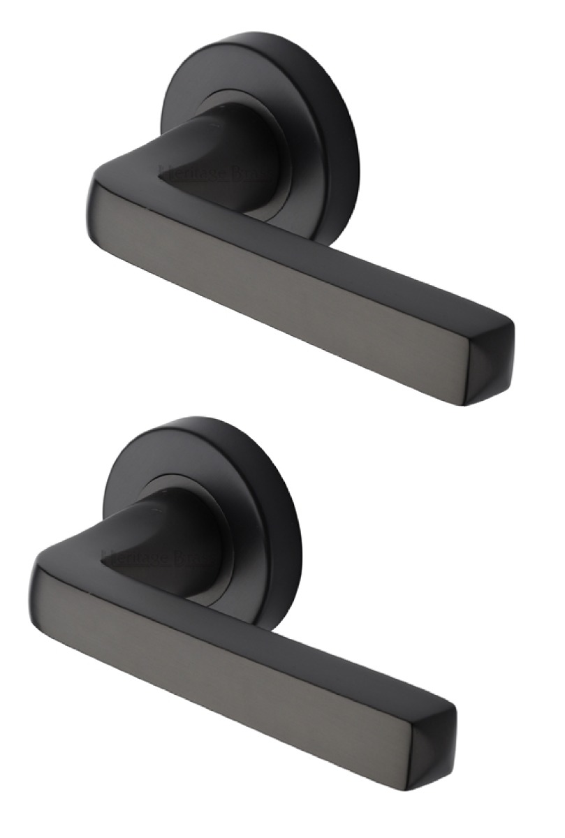 Alessa Door Handle on Round Rose Matt Bronze