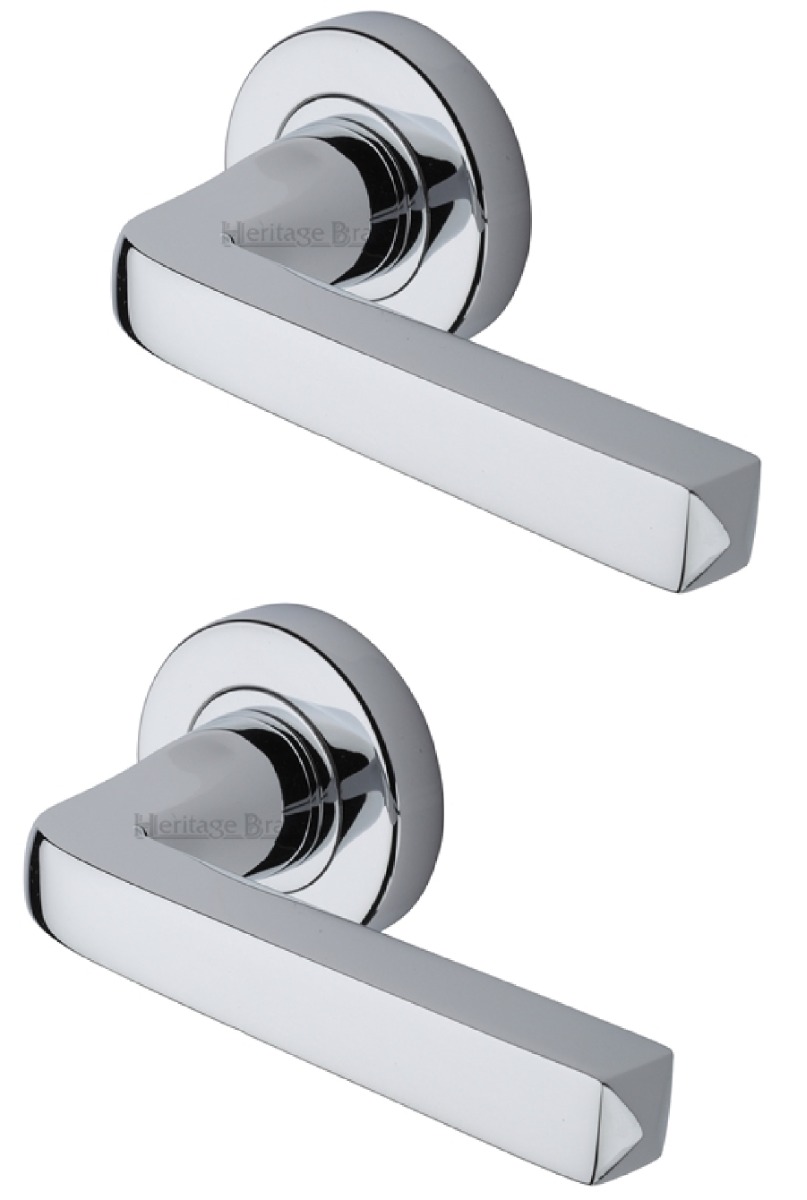 Alessa Door Handle on Round Rose Polished Chrome