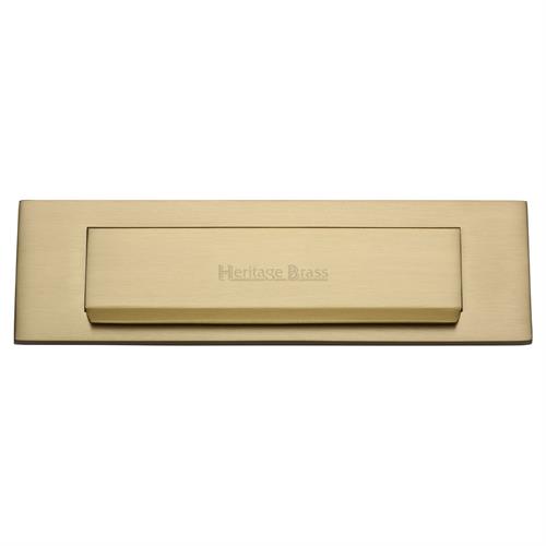 Heritage Brass V842-SB Gravity Letterplate  280mm x 80mm Satin Brass finish  Letterbox