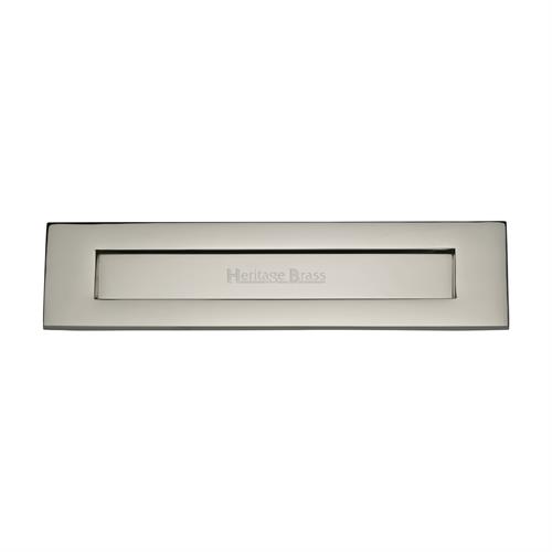 Heritage Brass V850 330-PNF Letterplate  334mm x 78mm  Polished Nickel Finish  Letterbox