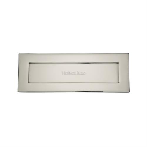 Heritage Brass V850 356-PNF Letterplate  355mm x 124mm Polished Nickel Finish  Letterbox