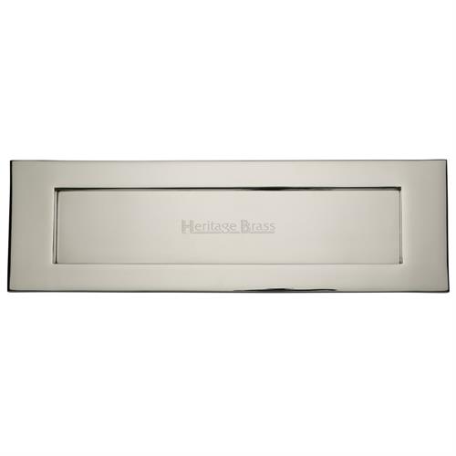 Heritage Brass V850 406-PNF Letterplate  411mm x 123mm Polished Nickel Finish  Letterbox