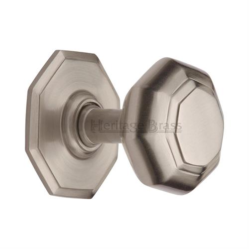 Heritage Brass V890-SN Octagon Centre Door Knob 3