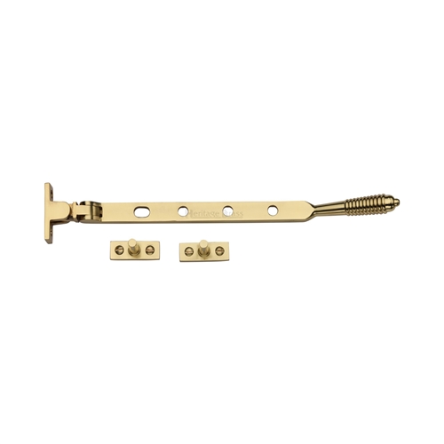 Heritage Brass Casement Window Stay Reeded Design Polished Brass V892 10-PB