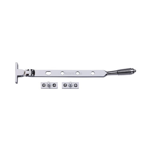 Heritage Brass Casement Window Stay Reeded Design Polished Chrome V892 10-PC