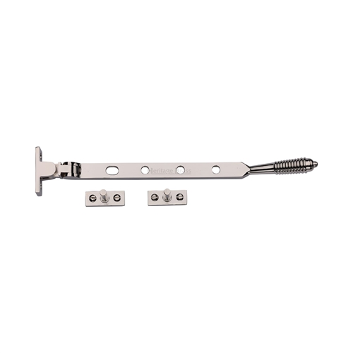 Heritage Brass Casement Window Stay Reeded Design Polished Nickel Finish V892 10-PNF