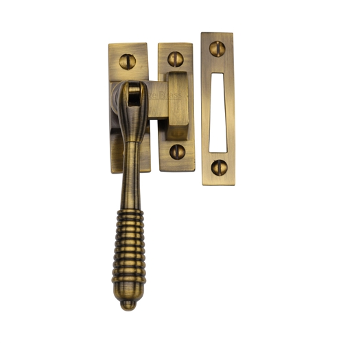 Heritage Brass Mortice & Hook Plate Reeded Casement Fastener  Antique Brass V894 MP/HP-AT