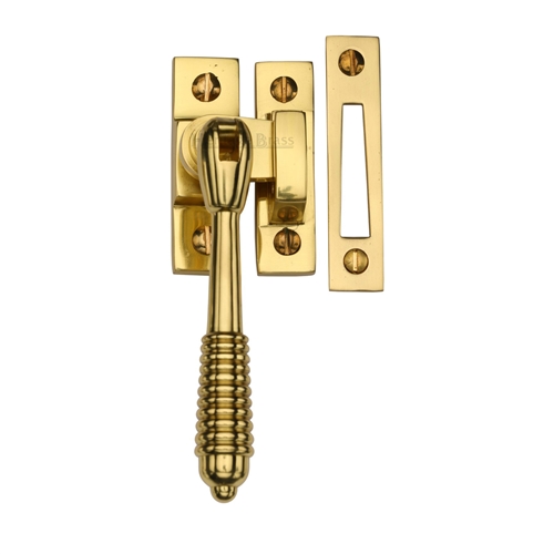 Heritage Brass Mortice & Hook Plate Reeded Casement Fastener  Polished Brass V894 MP/HP-PB