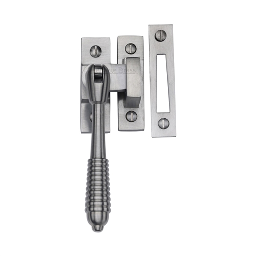 Heritage Brass Mortice & Hook Plate Reeded Casement Fastener  Satin Chrome V894 MP/HP-SC