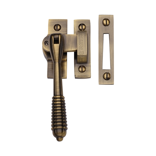 Heritage Brass Reeded Lockable Fastener Antique Brass V894L MP/HP-AT