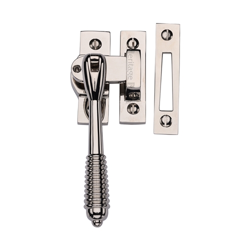 Heritage Brass Reeded Lockable Fastener Polished Nickel Finish V894L MP/HP-PNF