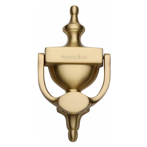 HERITAGE BRASS V910 195-SB Urn Knocker 7 1/4 Satin Brass finish