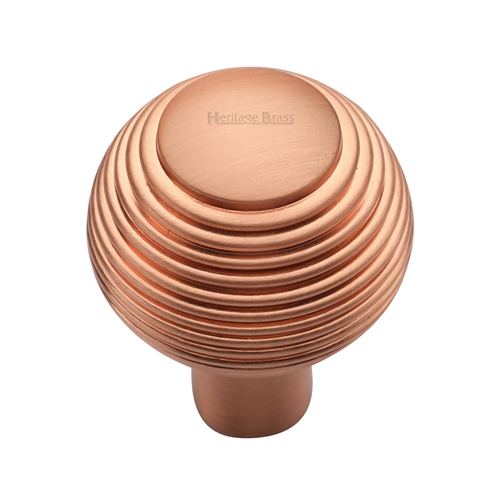 Heritage Brass Cabinet Knob Reeded Design 32mm Satin Rose Gold V974 32-SRG