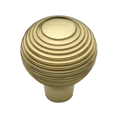 Heritage Brass V974 38-PB Cabinet Knob Reeded Design 38mm Polished Brass finish