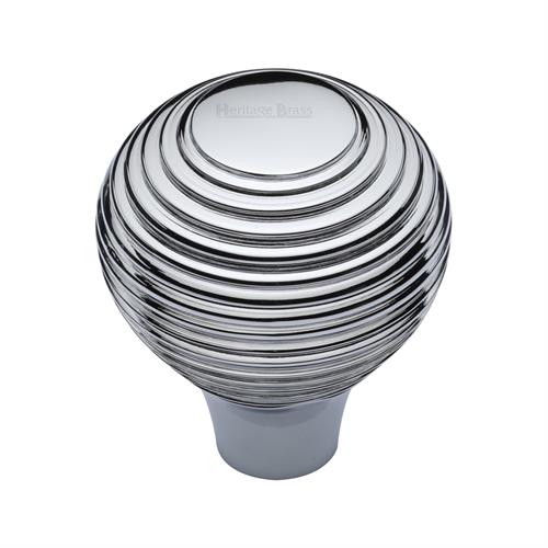 Heritage Brass V974 38-PC Cabinet Knob Reeded Design 38mm Polished Chrome finish