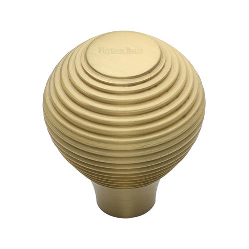 Heritage Brass V974 32-SB Cabinet Knob Reeded Design 32mm Satin Brass finish