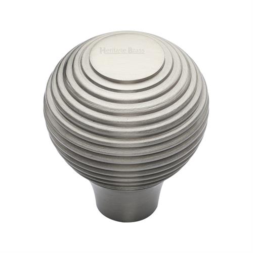 Heritage Brass V974 32-SN Cabinet Knob Reeded Design 32mm Satin Nickel finish