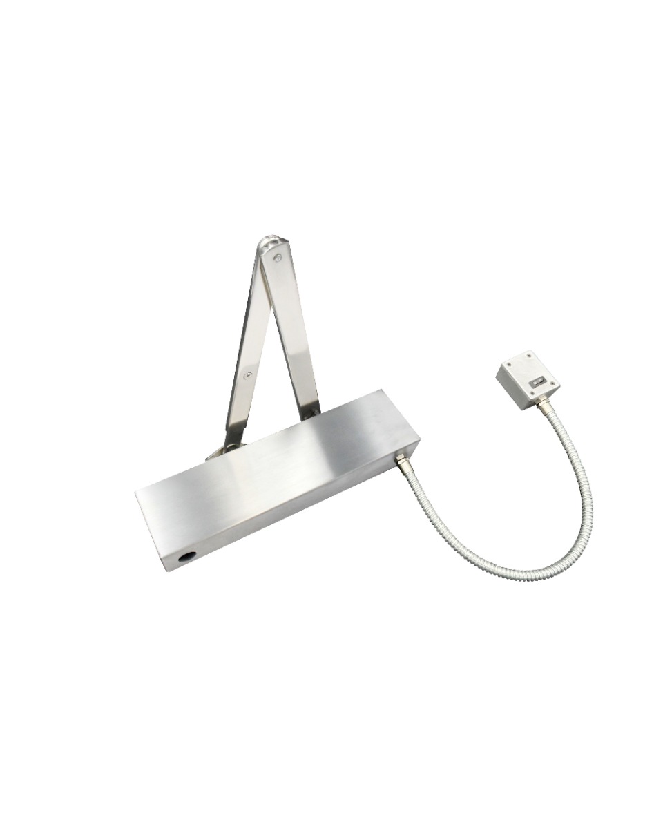 Vier VDC-EMS04-HO/SF-SQ-SSS E-Mag Door Closer, Hold Open/Swing Free, Fixed Size 4 c/w Matching Arm/Square Cover, SSS Finish