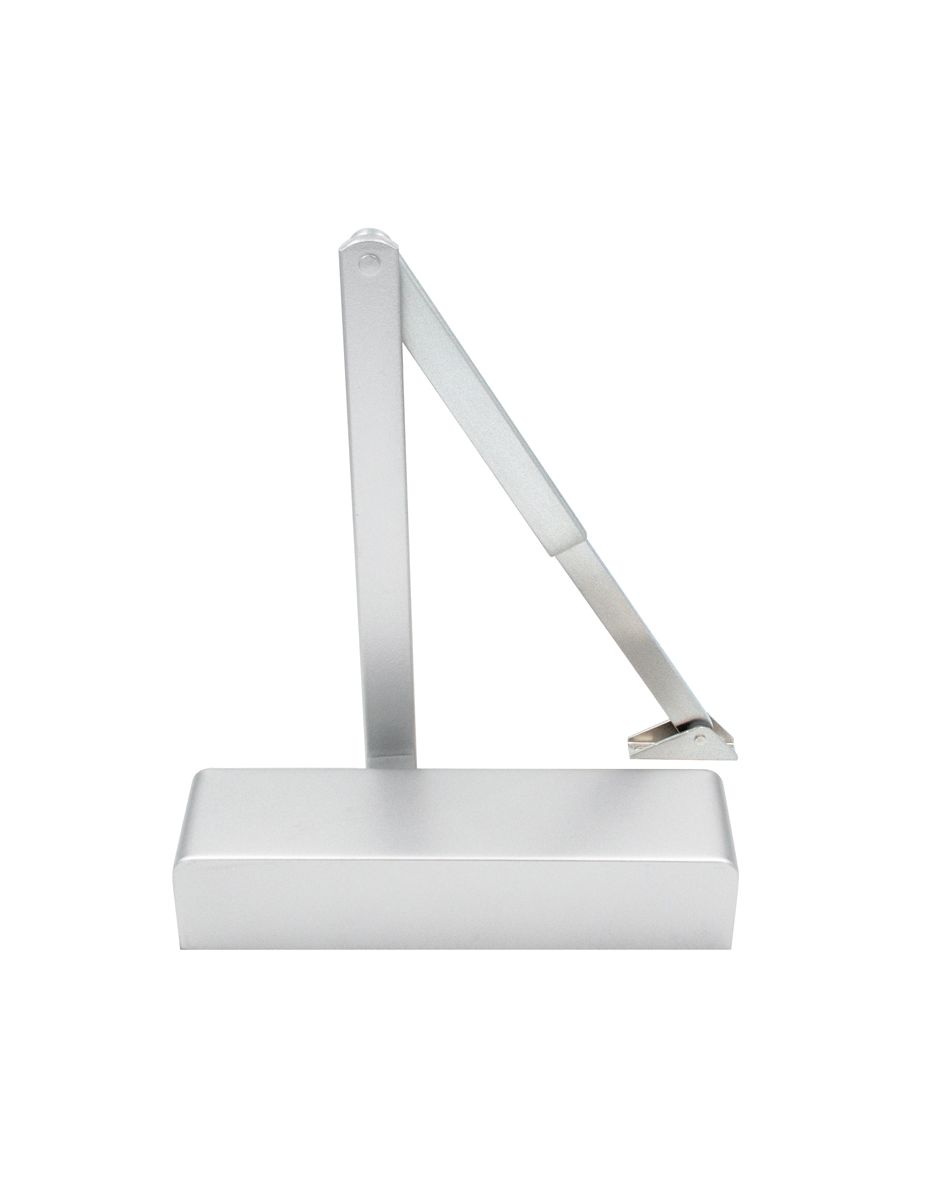 VIER VDC0024A1SE Size 2-4 Adjustable Overhead Door Closer c/w Semi Radius Cover & Matching Armset - Silver Painted Finish Silver