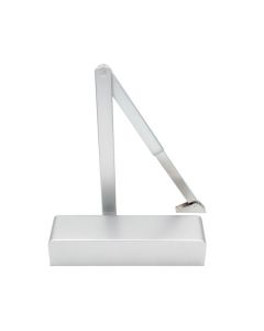 VIER Electro Magnetic Door Closer, Hold Open/Swing Free, Fixed Size 4 c/w Matching Arm/Square Cover, Silver Enamel Finish