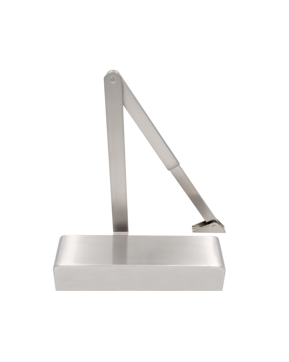 VIER VDC0024A1PS Size 2-4 Adjustable Overhead Door Closer c/w Semi Radius Cover & Matching Armset - Polished Stainless Steel Polished Stainless