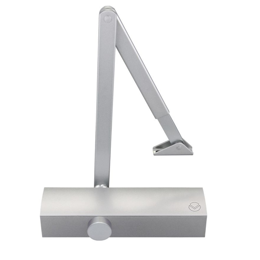 Vier VDC0025S Size 2-5 Door Closer c/w Back Check & Delayed Action - Silver Flat Arm and Body (P.A Bracket Inc) Silver Cover Silver