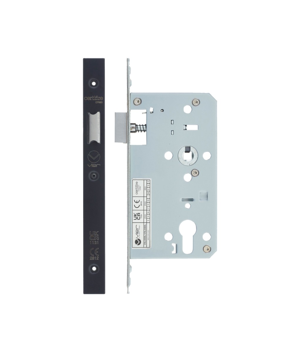 Vier VDL0060-L-PVDBLK Din Latch - Backset 60mm - 2 Pc Forend - Square - PVDBLK - PVD Black