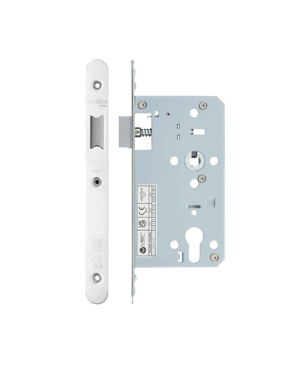 Vier VDL0060-L-R-PSS Din Latch - Backset 60mm - 2 Pc Forend - Radius - PSS - Polished Stainless Steel