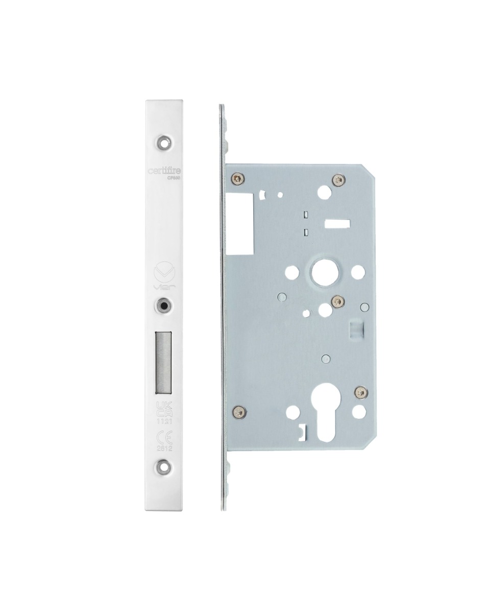 Vier VDL0060-ST-PSS Din Euro Deadlock- Backset 60mm - 2 Pc Forend - Square - PSS - Single Throw