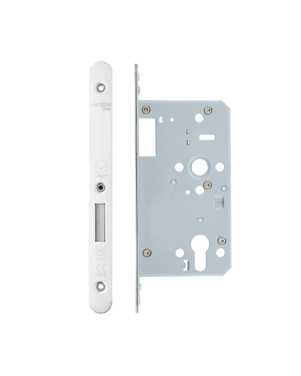 Vier VDL0060-ST-R-PSS Din Euro Deadlock- Backset 60mm - 2 Pc Forend - Radius - PSS - Single Throwl
