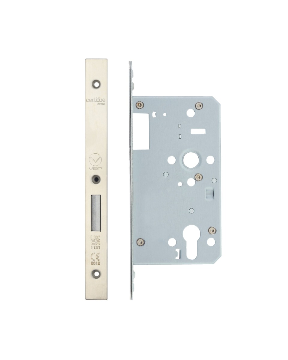 Vier VDL0060-ST-SSS Din Euro Deadlock- Backset 60mm - 2 Pc Forend - Square - SSS - Single Throw
