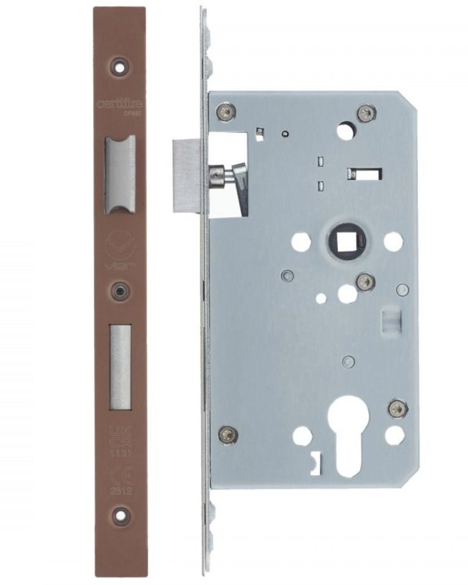 Vier VDL7260-ST-PVDBZ Din Euro Sashlock- Backset 60mm - 2 Pc Forend Square - PVDBZ - Single Throw