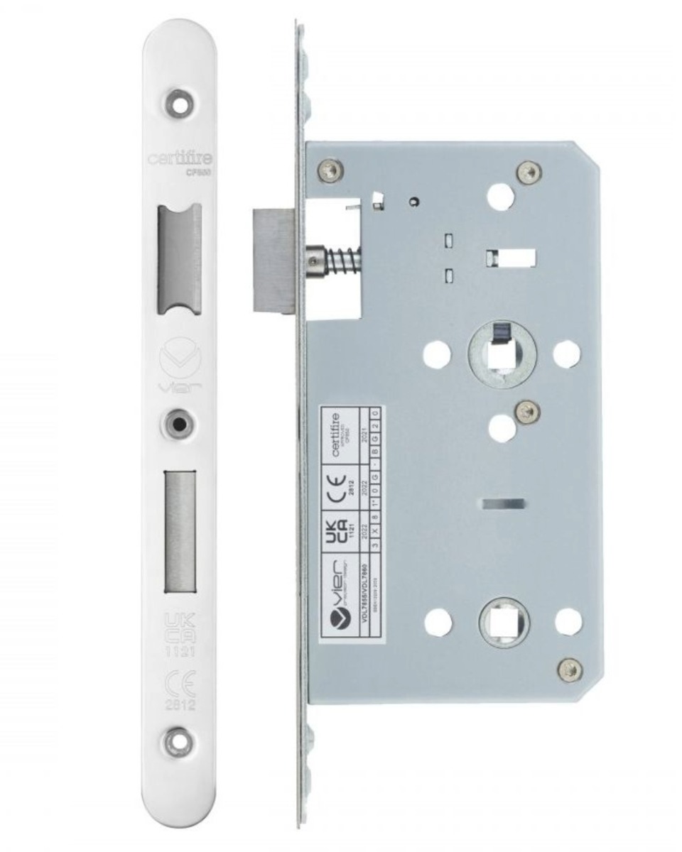 Vier VDL7860-R-PSS Din Bathroom- Backset 60mm - 2 Pc Forend - Radius - PSS - Polished Stainless Steel