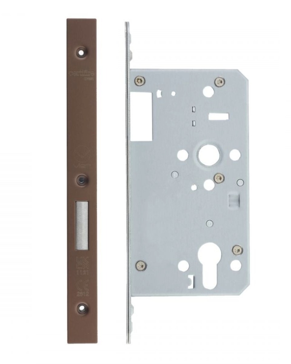 Vier VDL0060-ST-PVDBZ Din Euro Deadlock- Backset 60mm - 2 Pc Forend Square - PVDBZ - Single Throw