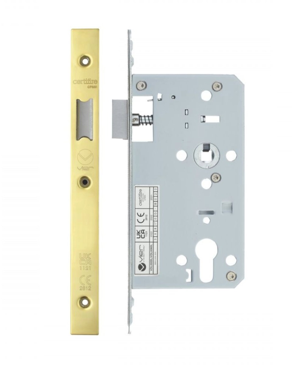 Vier VDL0060-L-PVDG Din Latch - Backset 60mm - 2 Pc Forend - Square - PVDG- Polished Brass Effect