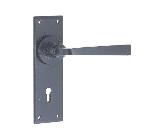 Frelan Valley Forge Door Handle on Lockplate Black 155mm VFB100