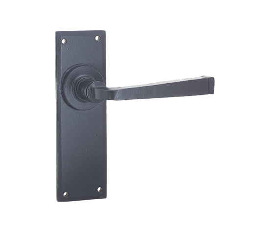 Frelan Valley Forge Door Handle on Latchplate Black 155mm VFB101