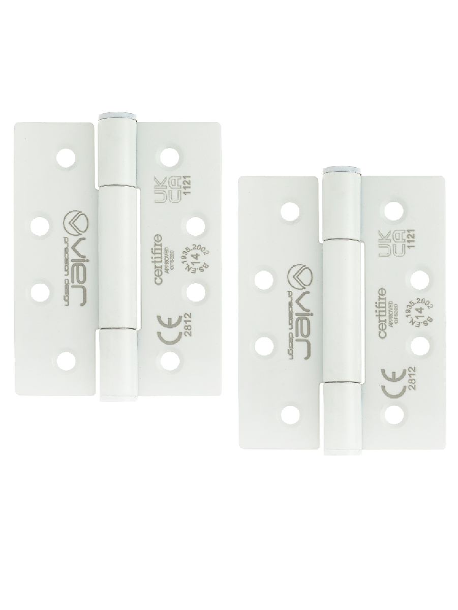 Vier VHC243-PCW Grade 14 Concealed Bearing Hinge Square - 102 x 76 x 3mm - Powder Coated White