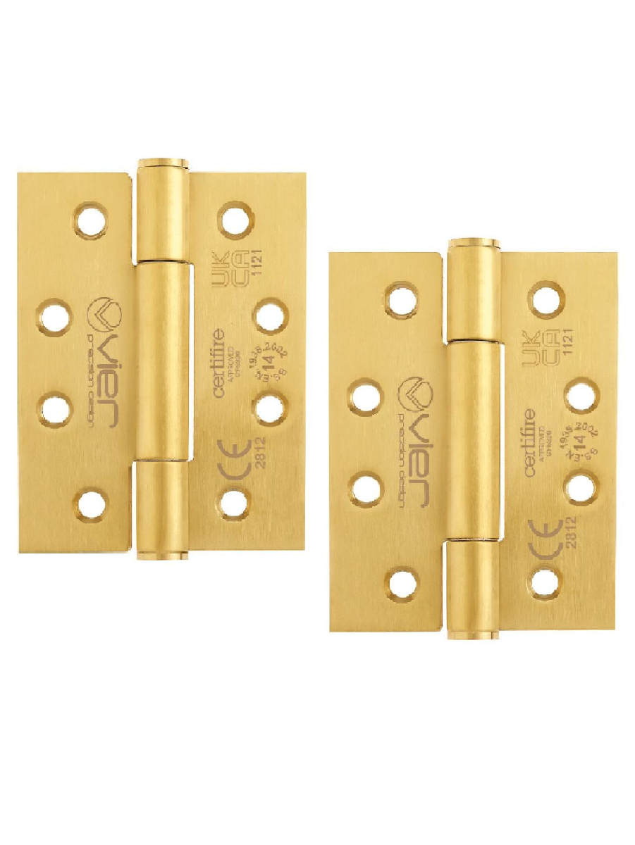 Vier VHC243-PVDSB Grade 14 Concealed Bearing Hinge Square - 102 x 76 x 3mm - PVD Satin Brass