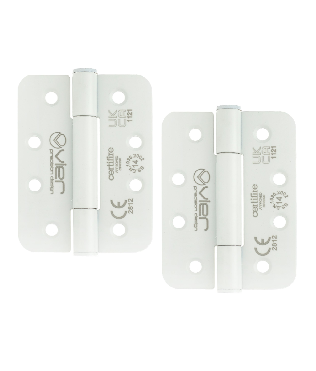 Vier VHC243R-PCW Grade 14 Concealed Bearing Hinge Radius - 102 x 76 x 3mm - Powder Coated White