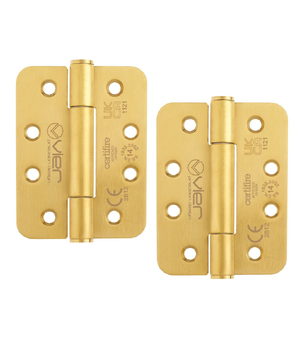 Vier VHC243R-PVDSB Grade 14 Concealed Bearing Hinge Radius - 102 x 76 x 3mm - PVD Satin Brass