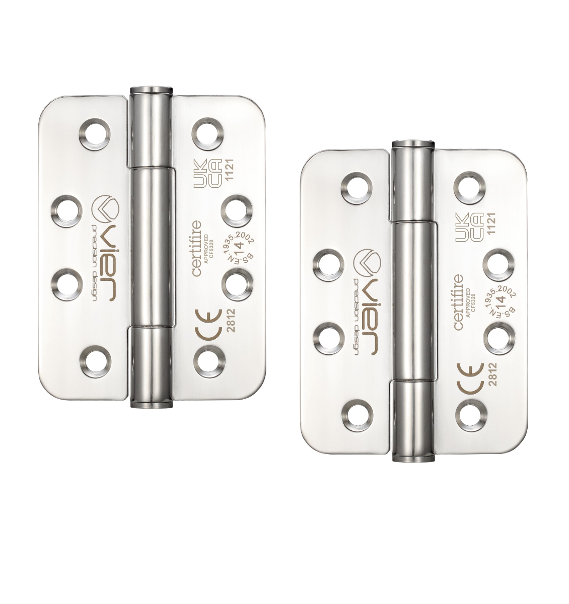 Vier VHC243RP Grade 14 Concealed Bearing Hinge Stainless Steel Radius - Grade 201 - 102 x 76 x 3mm (PAIR) Satin Stainless