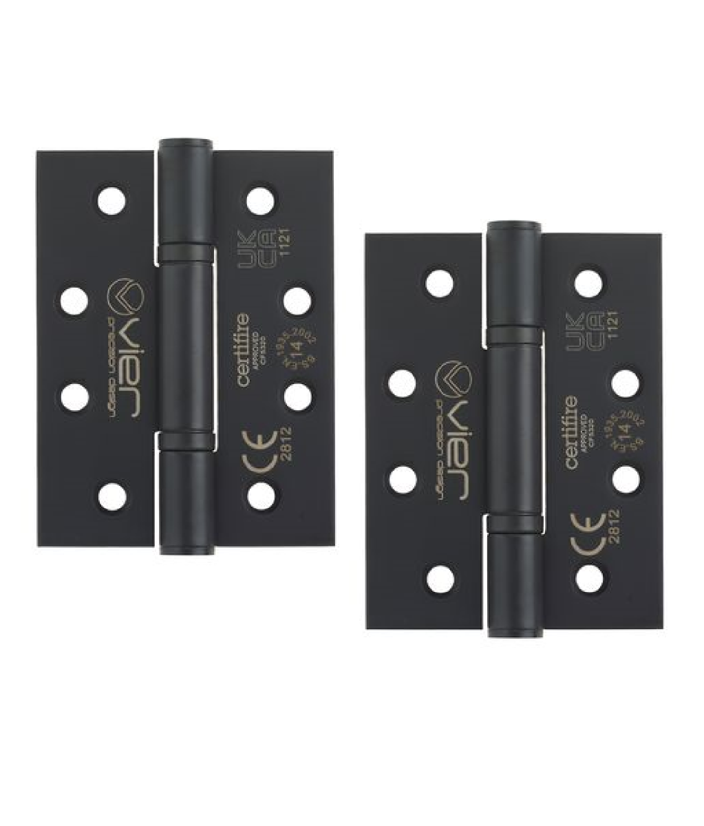 Vier VHP243-PCB Grade 14 Low Maintenance Fire Door Hinge Square - 102 x 76 x 3.4mm - Powder Coated Black