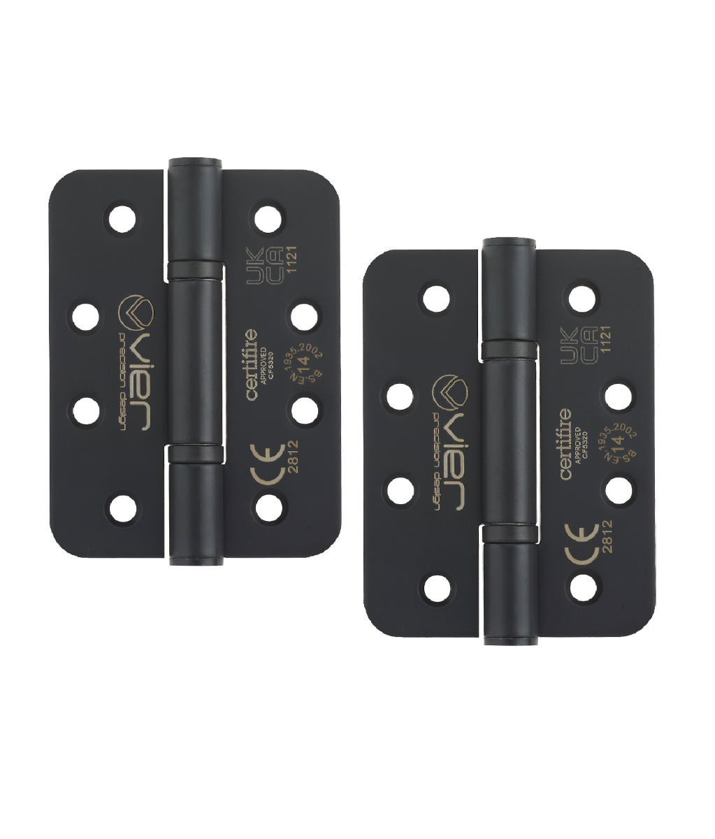 Vier VHP243R-PCB Grade 14 Low Maintenance Fire Door Hinge Radius - 102 x 76 x 3.4mm - Powder Coated Black