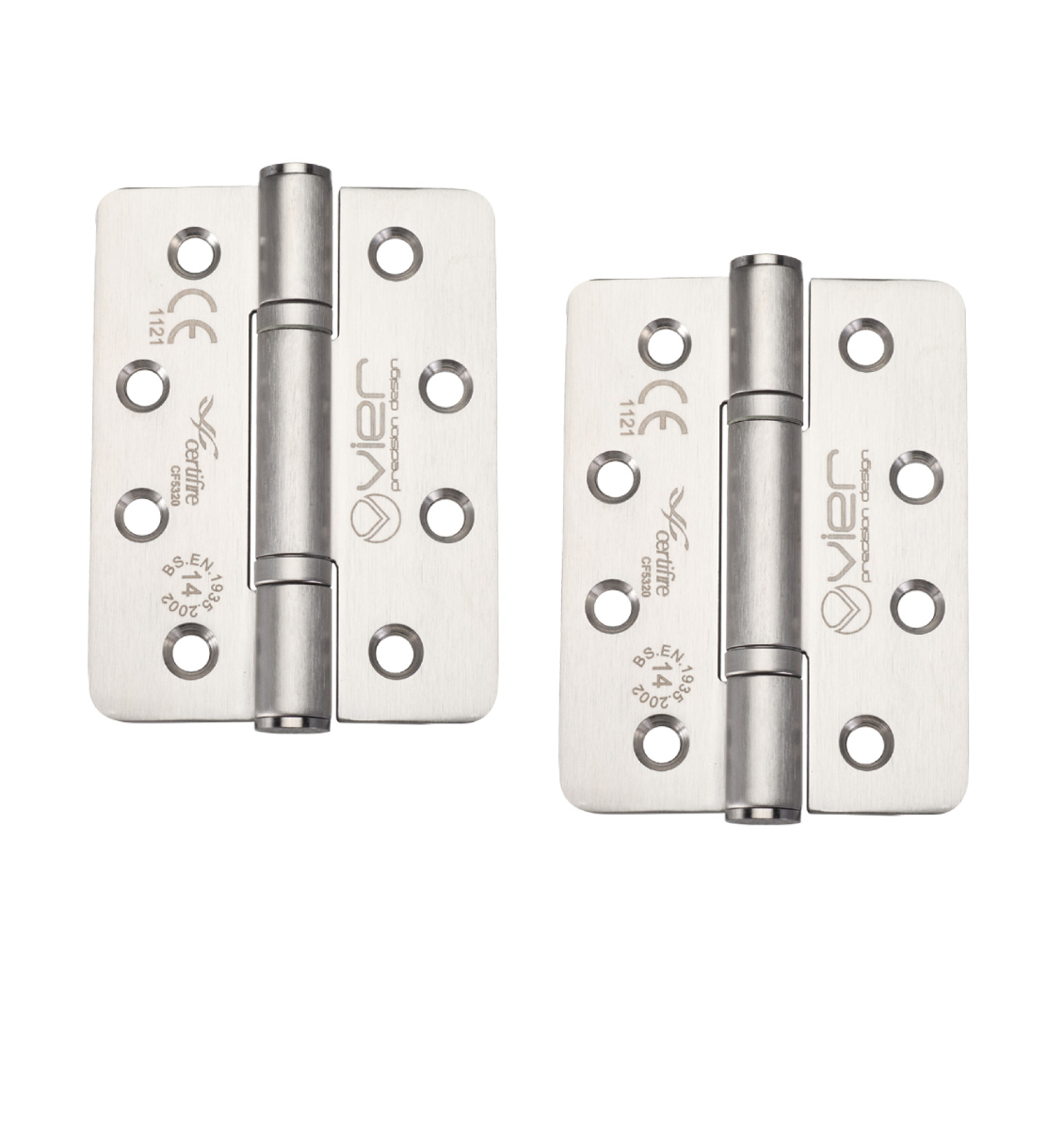 Vier VHP243RS Grade 14 Bearing Fire Door Hinge Stainless Steel Radius - Grade 201 - 102 x 76 x 3.4mm Satin Stainless